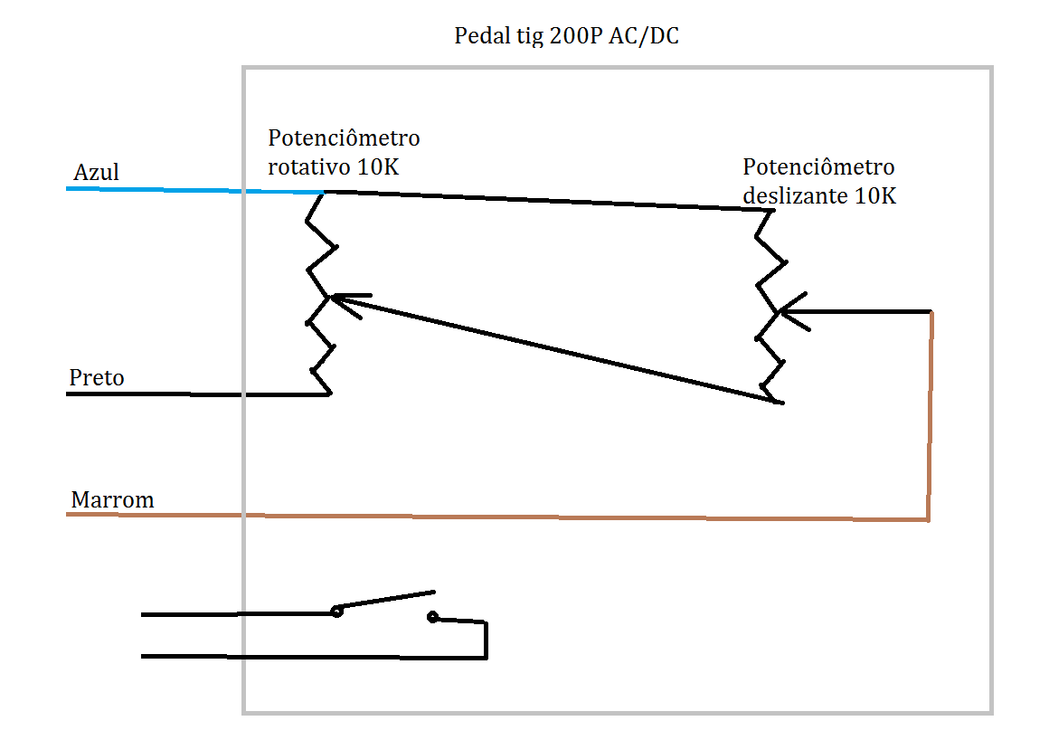 PEDAL PARA SOLDA TIG C/ POTENCIÔMETRO 10K